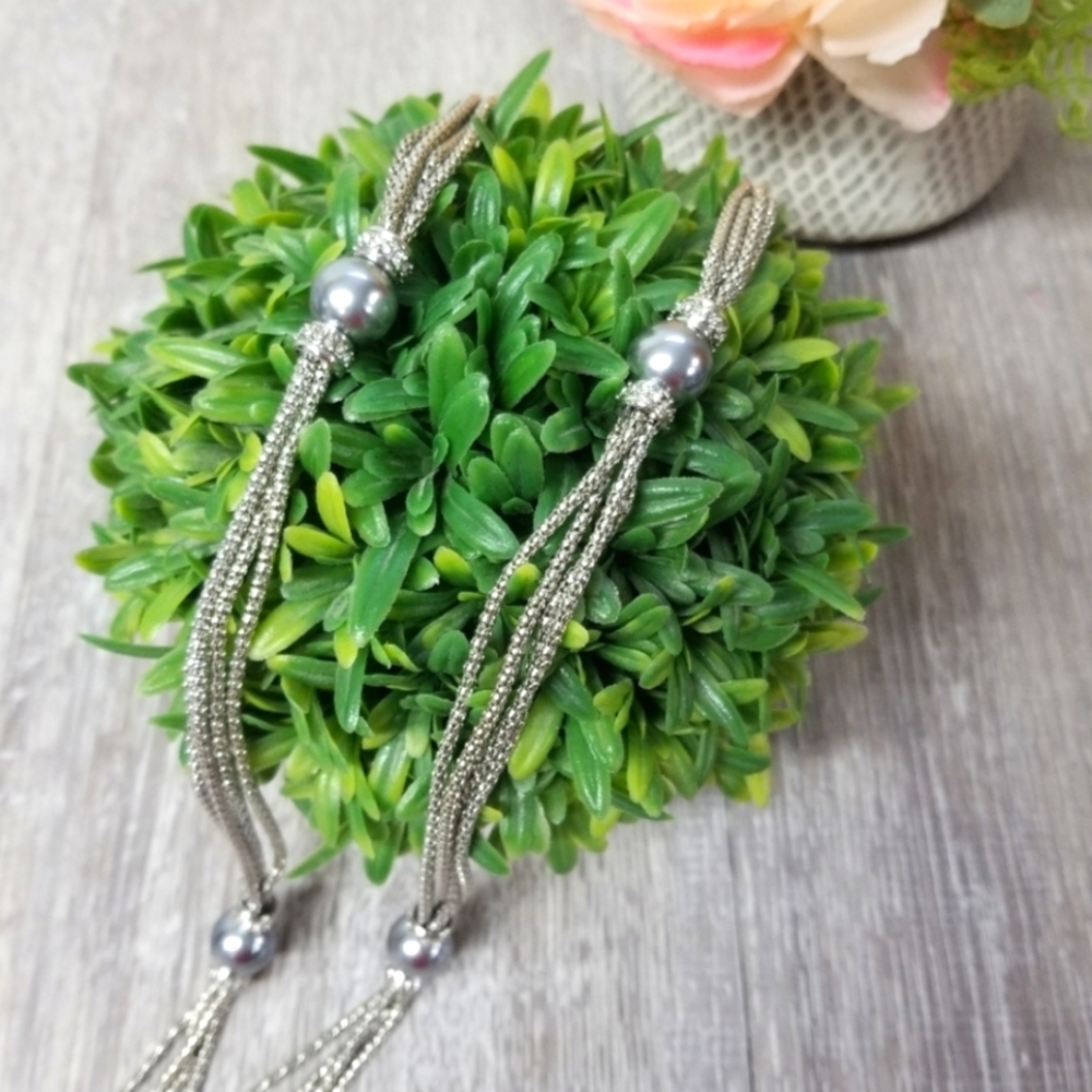 Beautiful gray pearl and bling necklace - Picture 1 of 10